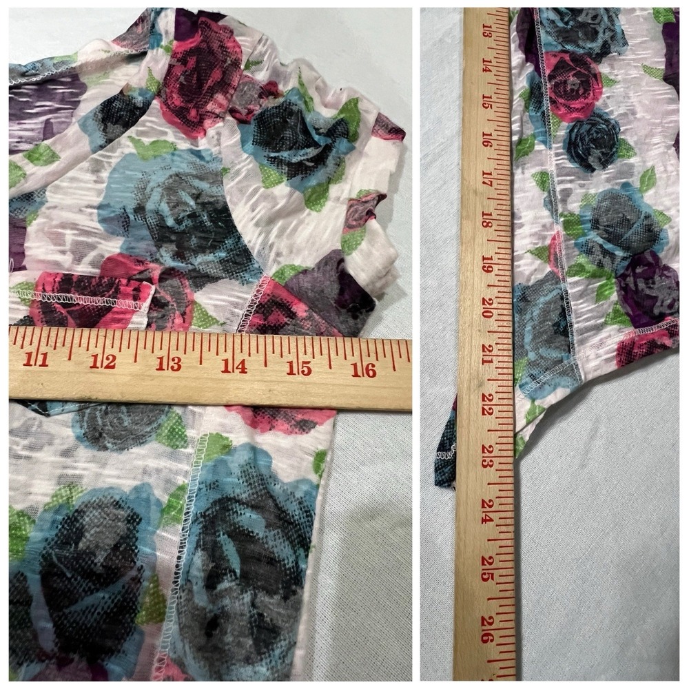 Floral Burnout Mesh Top M Light Pink Fairygrunge Rose Sheer Handkerchief Hem Y2K - Picture 6 of 6